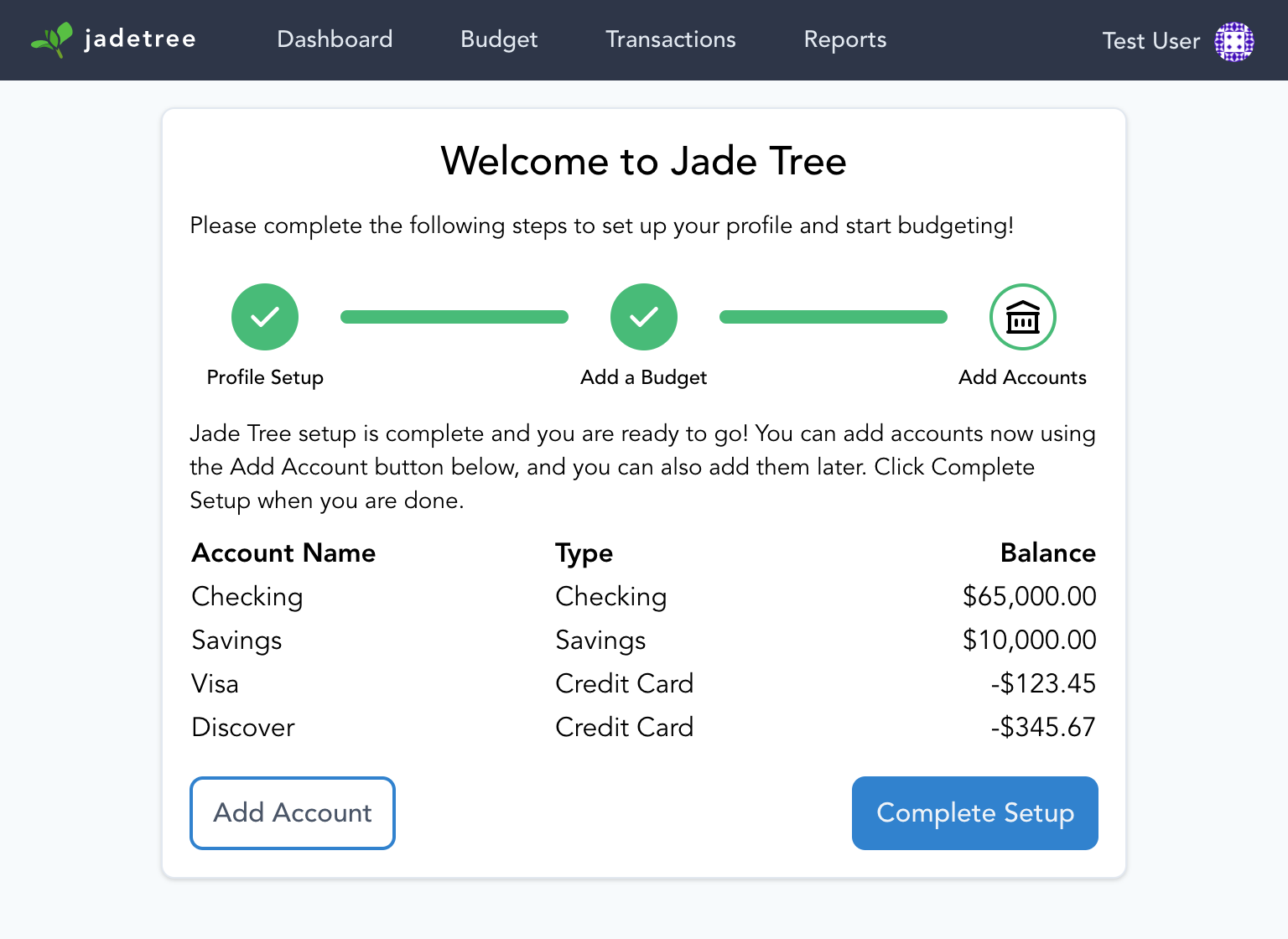 User Onboarding Budget Screen